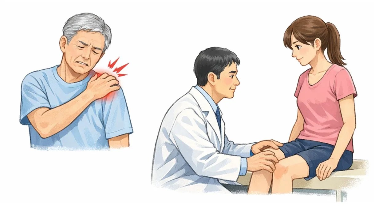 肩の痛みの診察・膝関節の検査
